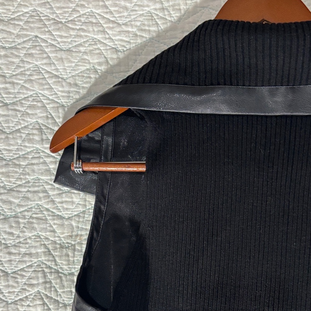 August Silk Classic Black Vest Sweater back and vegan leather front - Picture 9 of 11